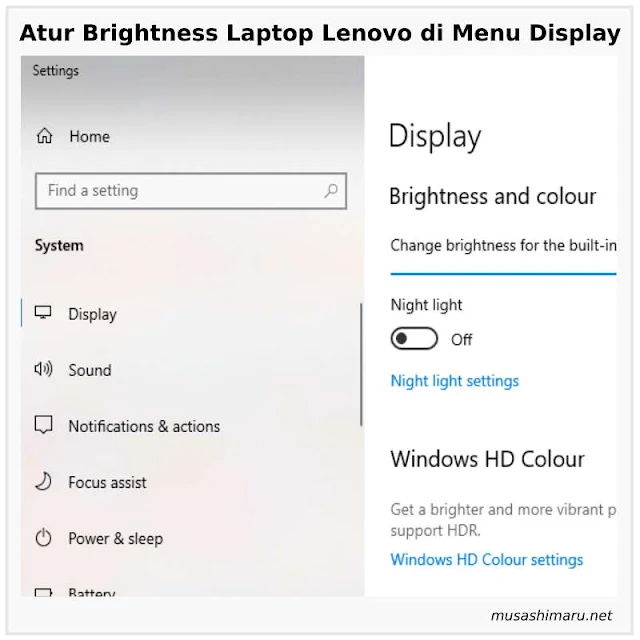 mengatur brightness laptop lenovo di menu display
